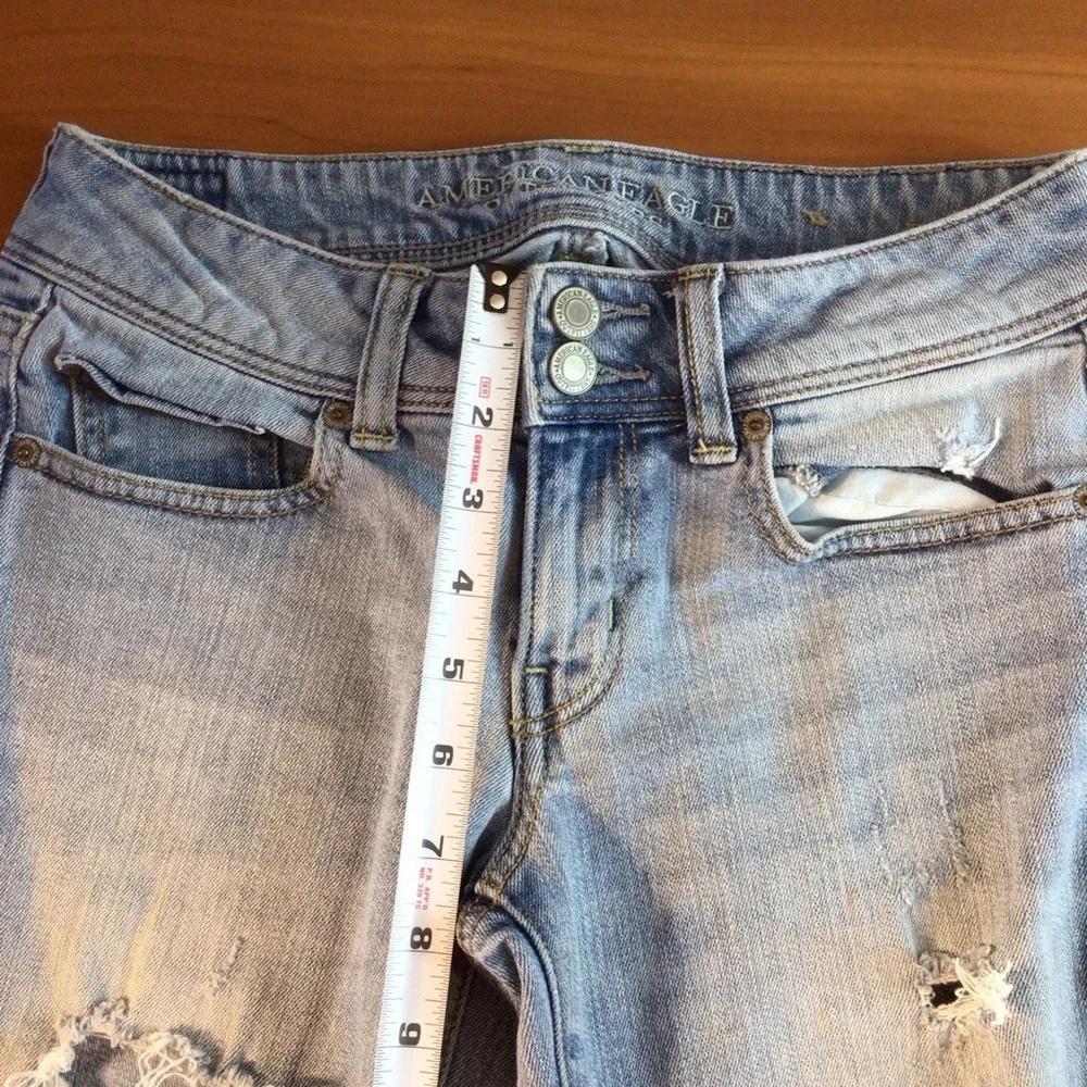 SALE American Eagle Outfitters Skinny Crop Stretch Jeans Distressed‎ Size 4 - Picture 5 of 7